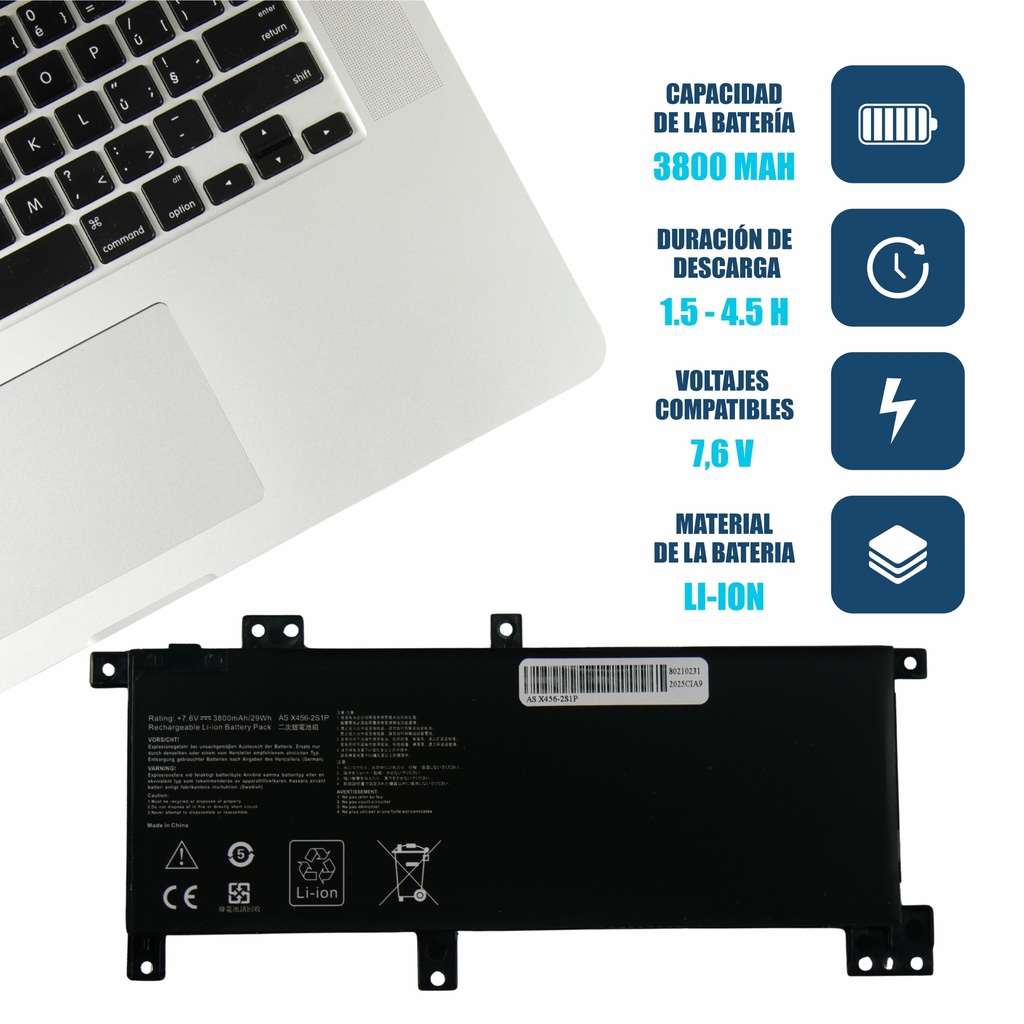 BATERIA ASUS X456 X456UA X456uA1A X456UA1b C21N1508