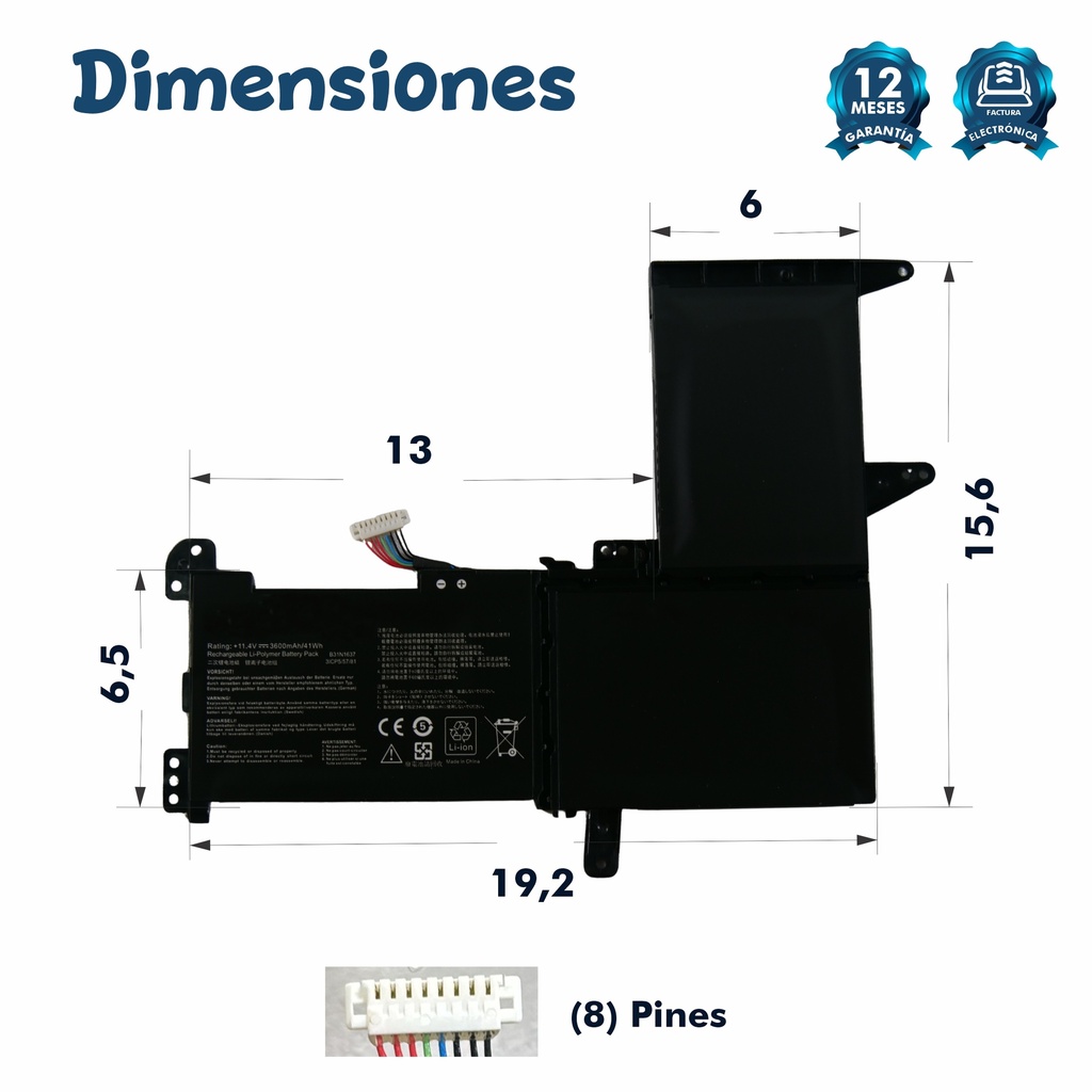 BATERIA PORTATIL COMPATIBLE ASUS F510U S510UQ X510U B31N1637