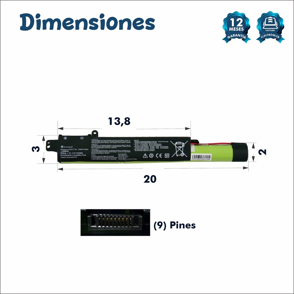 Batería Portatil Asus A31n1719 X407UA/X407UB/X507LA/X507UA/X507UF