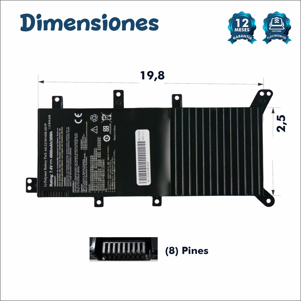 Batería Asus V555l / MX555 / X555UQ / K555UQ / F554 C21N1408