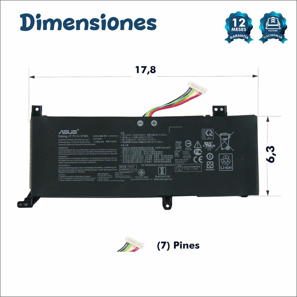 Batería Asus Vivobook X412FJ X409 X415EA X415 A412FA X512DA F512FA F512DA-SH31 X512FA C21N1818-2 ORIGINAL