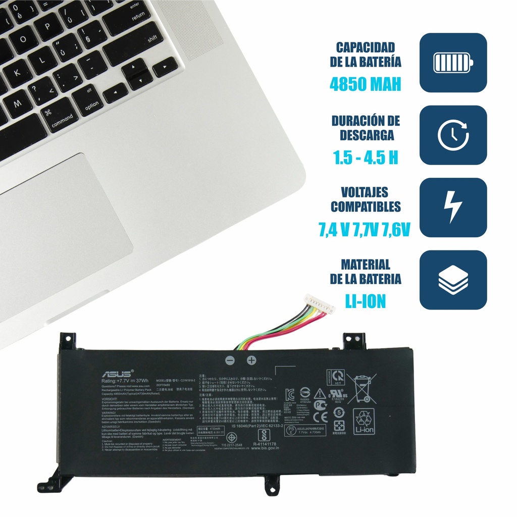 Batería Asus Vivobook X412FJ X409 X415EA X415 A412FA X512DA F512FA F512DA-SH31 X512FA C21N1818-2 ORIGINAL