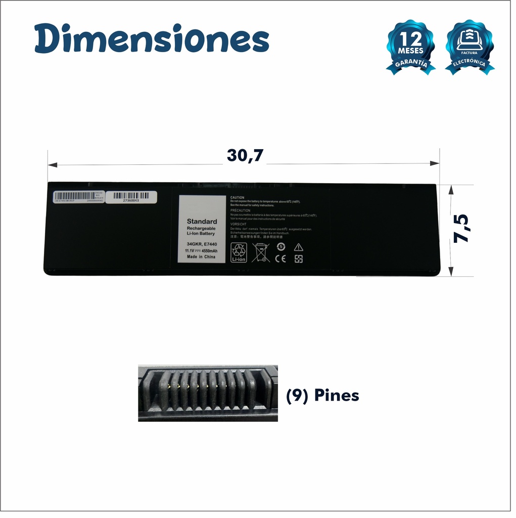 BATERIA PORTATIL DELL LATITUDE E7440 E7420 E7450 11.1V