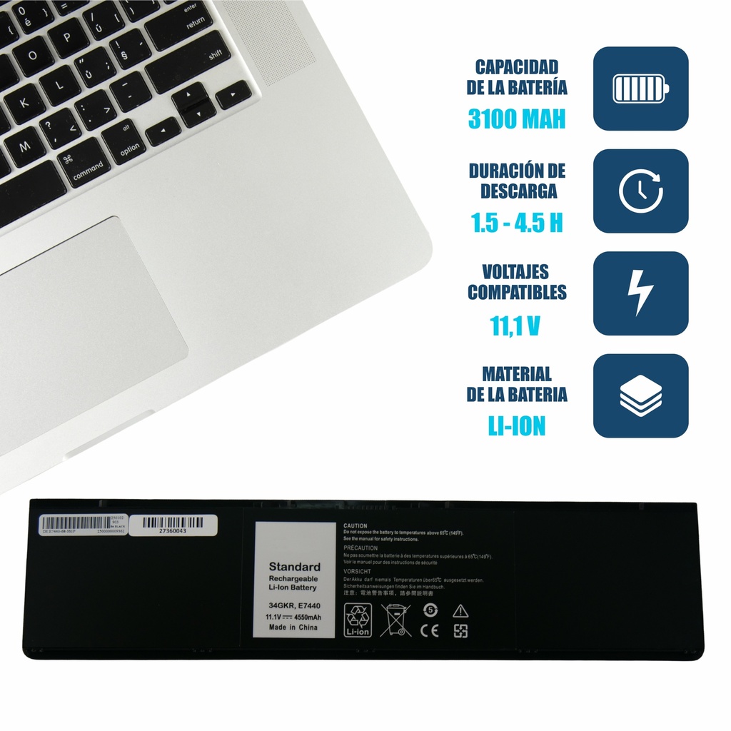 BATERIA PORTATIL DELL LATITUDE E7440 E7420 E7450 11.1V