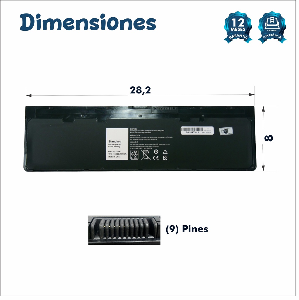 Bateria para portatil Dell E7240 E7250 KWFFN WD52H 11.1V