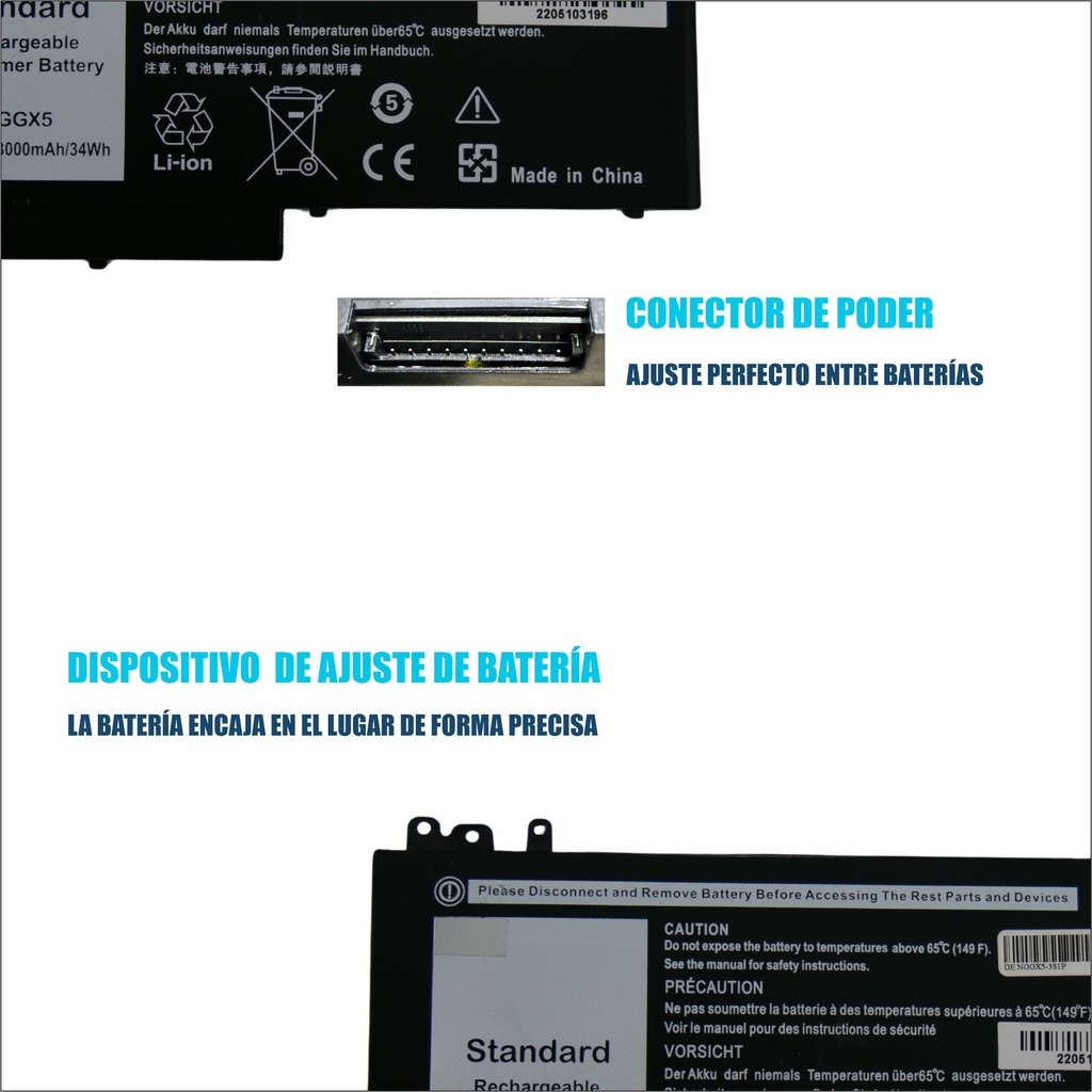 Batería Portátil Dell Latitude E5470 E5270 E5570 M3510 11,4V 47WH