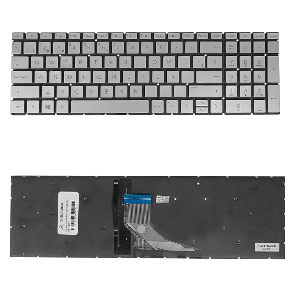 Teclado Portatil Hp 15-CW 15-CC 15-DA 15-CB 15-DY 15-CD 15-DB 15-BR PLATEADO RETROILUMINADO