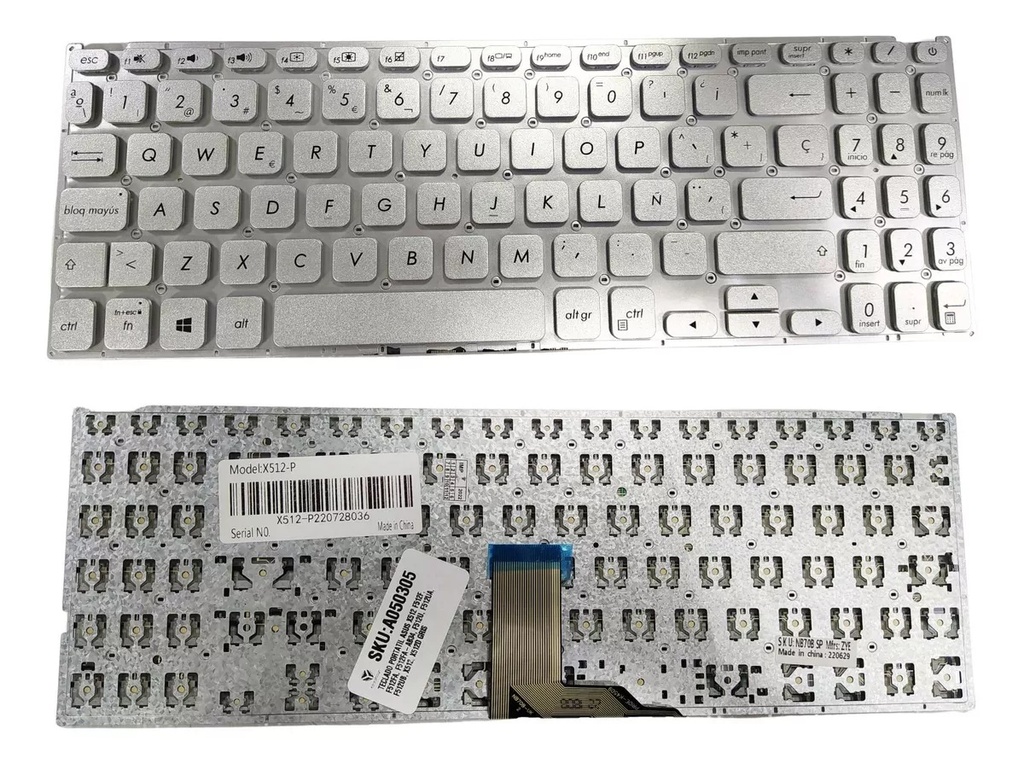 TECLADO PORTATIL ASUS X509 X512 F512F F512FA F512FA-AB34 F512U F512UA F512UB X512 X512D PLATEADO