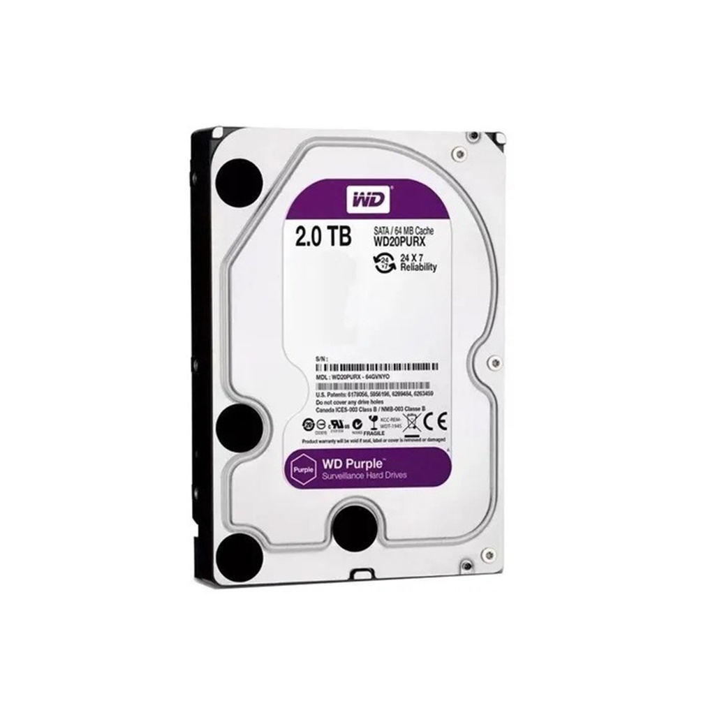 D.D PC 2TB SATA WD PURPLE MODELO: WD20PURX