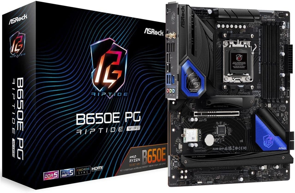 Board AMD B650E PC RIPTIDE WIFI AM5 DDR5 Ryzen 7000 ASROCK
