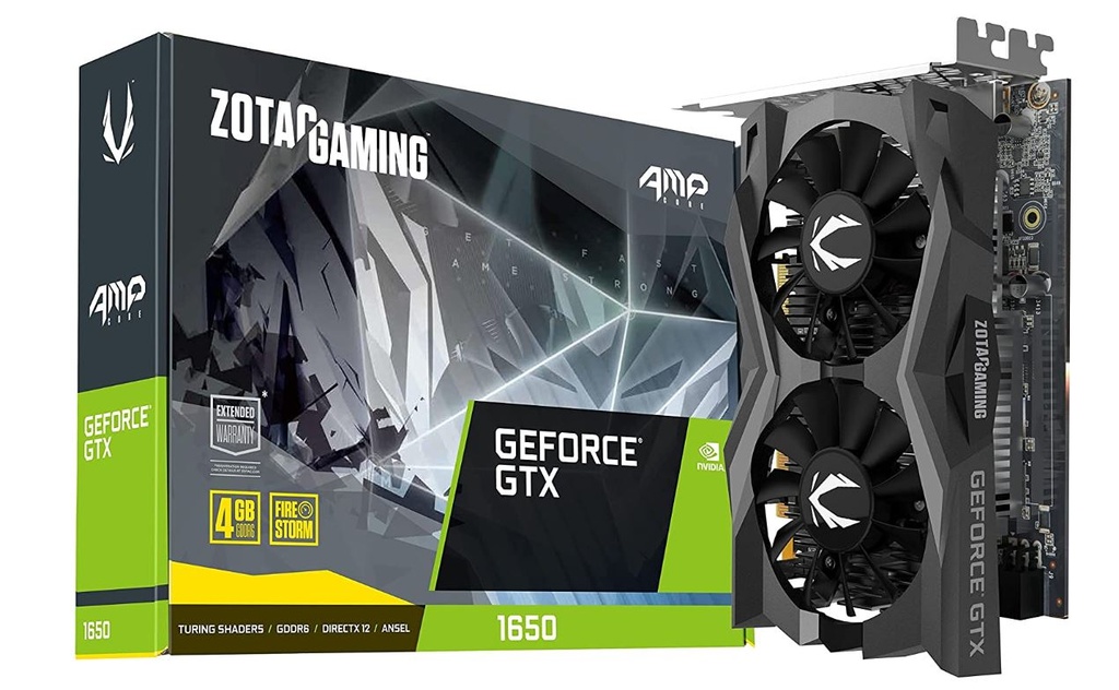 TARJETA VIDEO ZOTAC GAMING GEFORCE GTX 1650 AMP CORE 4GB GDDR6 128 BITS