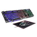 Combo Teclado Mouse + Pad Cakce Retroiluminación LED cable USB