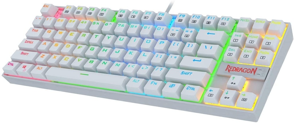 Teclado gamer Redragon Blanco Kumara K552 inglés US RGB SWITCH BLUE