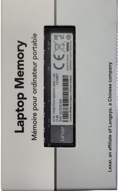 RAM PORTATIL DDR4 8GB 3200MHZ LEXAR  MODELO: LD4AU008G-R3200USST