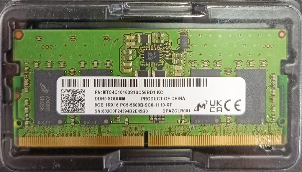 RAM PORTATIL DDR5 8GB  5600MHz MICRON
