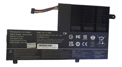 BATERIA PORTATIL LENOVO YOGA L14L2P21 L14M2P21 500-14ISK S41-70 S41-75  S41-70AM-IFI S41-35  2ICP6/54/90  7.6V 30Wh