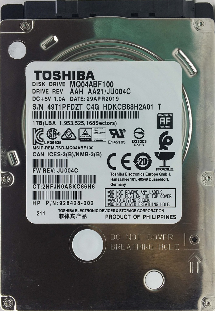 D.D PORTATIL 1TB TOSHIBA MODELO: MQ04ABF100