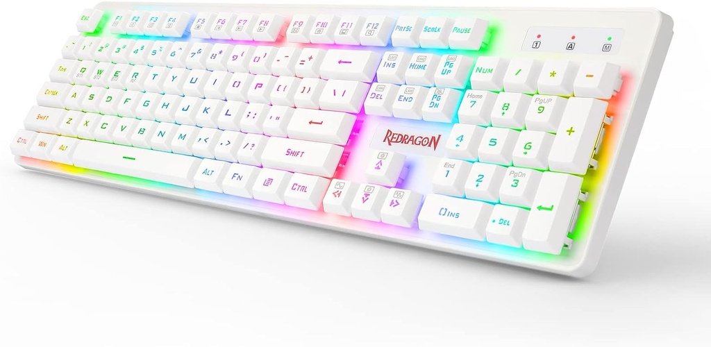 Teclado Redragon DYAUS Pro K509P Pro inalámbrico Blanco, 2.4G y teclado Bluetooth, retroiluminado RGB con 104 teclas