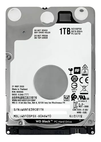 Disco Duro Mecánico 2.5 Western Digital BLACK 1TB
