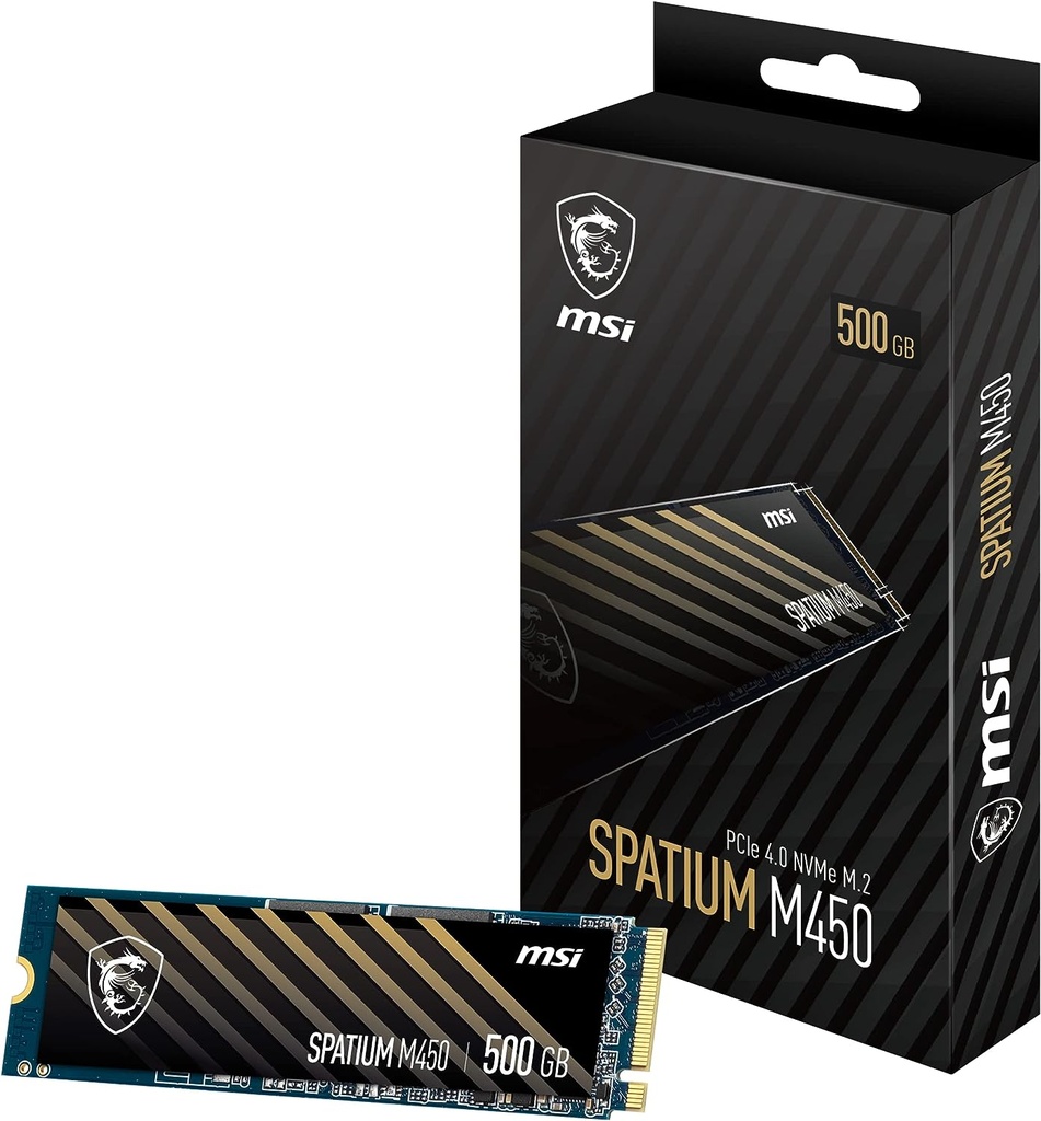 SSD M.2 MSI SPATIUM M450 PCIe 4.0 NVMe M.2 500GB Internal Gaming SSD up to 3600MB/s 3D NAND Up to 600 TBW
