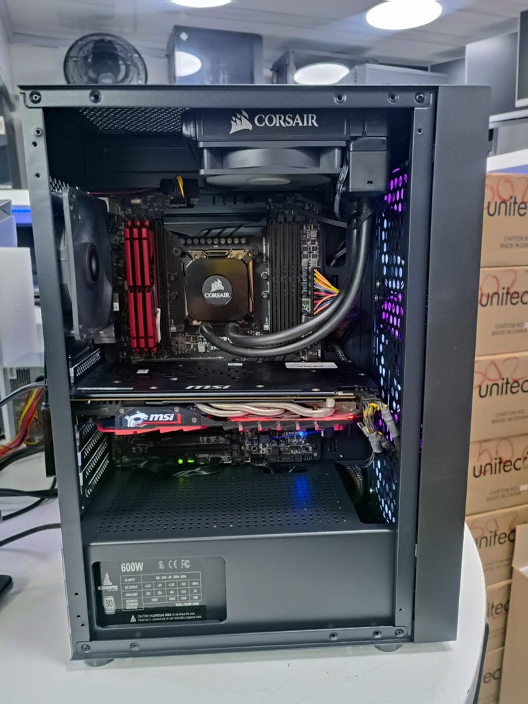CPU UNITEC RGB INTEL I7 6800K B.MSI A99X DDR4 24GB M.2 NVME 256GB HHD 500 T.V 1060 6GB VIDRIO TEMPALDO