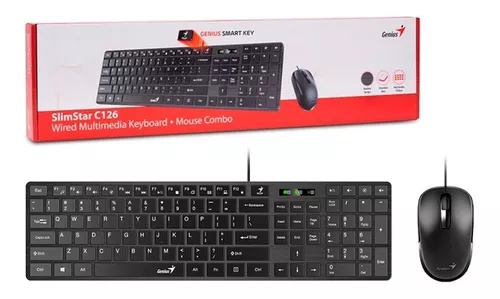Combo teclado + Mouse Genius SlimStar C126 Alambrico USB Negro