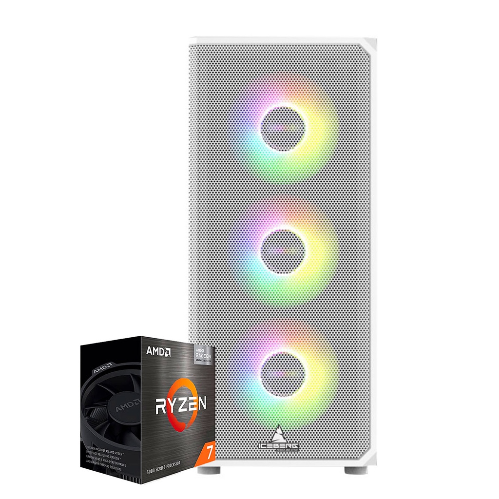 CPU ICEBERG BLANCA R7 5700G/16GB RAM/M.2 NVME 500GB