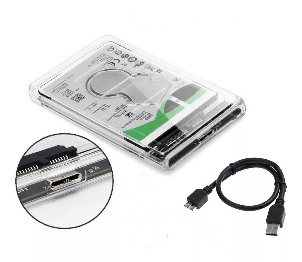 Caja Externa Disco Duro Externo Enclosure 2.5 Usb 3.0 Transparente