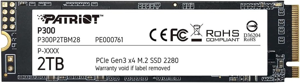 Patriot P300 M.2 PCIe Gen 3 x4 2TB SSD de bajo consumo de energía