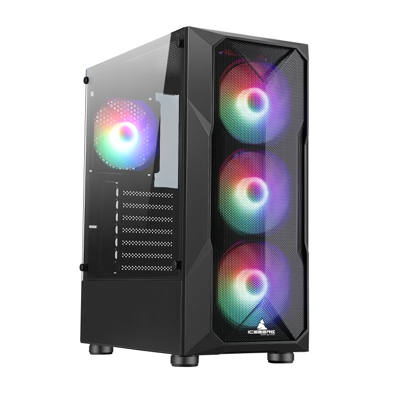 CHASIS ICEBERG FLOW GS 4 COOLERS ARGB / ATX / Vidrio Templado