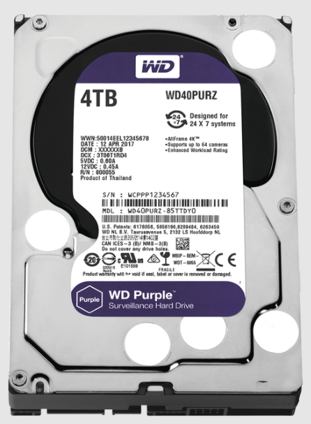 Disco Duro HDD 4TB WESTERN DIGITAL PURPLE sata 6Gb/s WD11PURZ