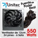 Fuente de poder Unitec UF-550W para PC 80 Plus Bronce