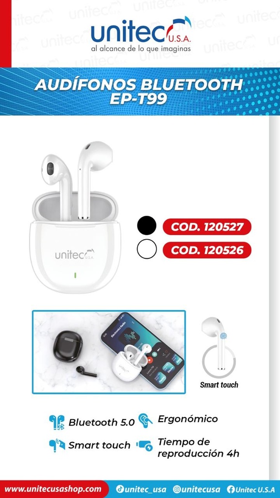 Audífonos Bluetooth Para Celular Unitec EP-T99