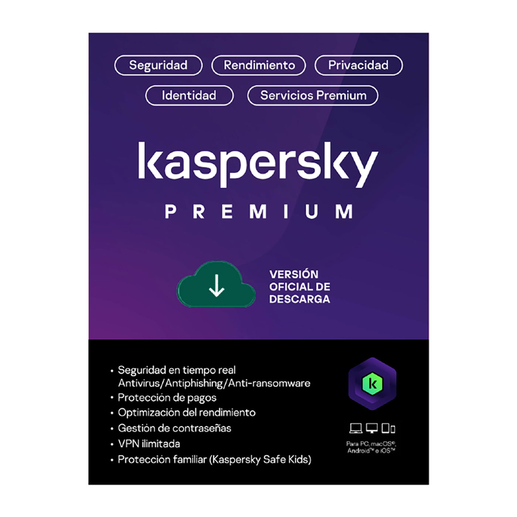 Licencia Antivirus Kaspersky Premium 1 Dispositivo 1 Año