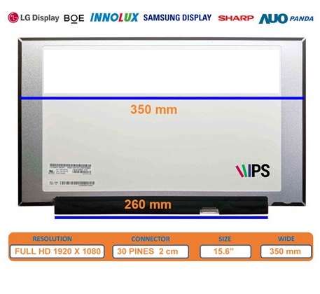 PANTALLA PORTATIL LED ULTRA SLIM 15.6 PUL 30 PINES NANO EDGE FULL HD 26 CM SIN SOPORTES NT156FHM-N43 V8.0