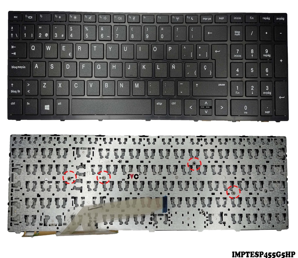 TECLADO HP PROBOOK 450 G5 455 G5 470 G5 SP NEGRO CON MARCO EXTERNO NUMERICO .
