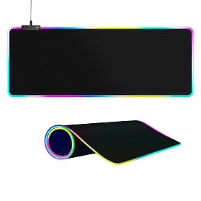 Pad Mouse Negro RGB 15 modos de luz, control táctil, medidas 80 cm × 30 cm x 3 mm