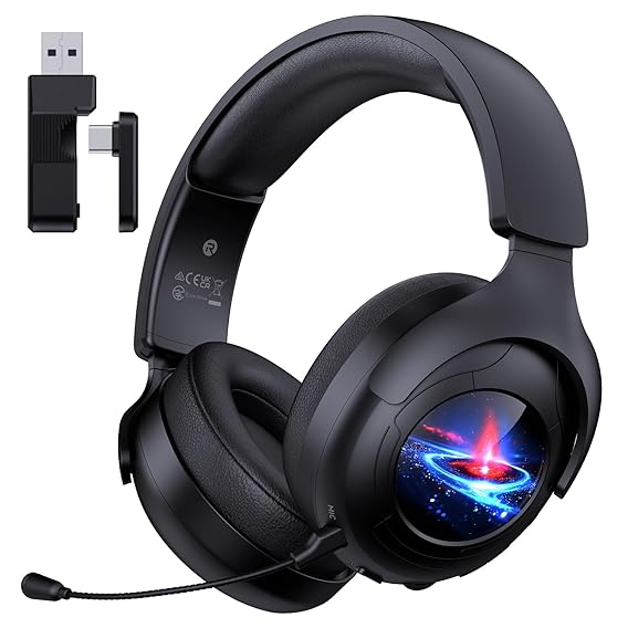 Auriculares inalámbricos para juegos de 2.4 GHz, Bluetooth 5.3 para juegos con micrófono con cancelación de ruido