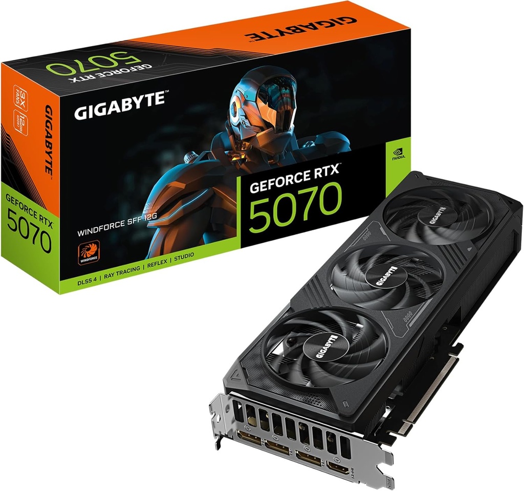 TARJETA VIDEO GIGABYTE RTX 5070 WINDFORCE SFF 12G 256 bits GDDR7 3 FAN