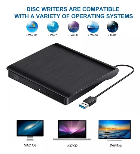 [DVDQ] Unidad Cd Dvd Externa Usb 3.0 Alta Velocidad Portátil Lector