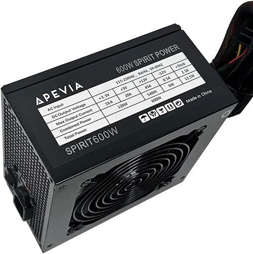 [A992] FUENTE REAL 600W APEVIA SPIRIT SERIES