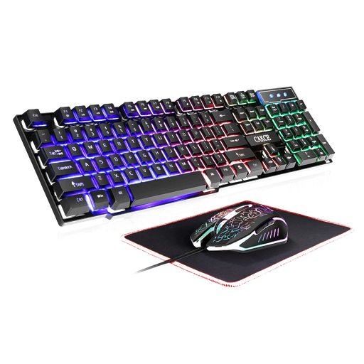 [KCKM] Combo Teclado Mouse + Pad Cakce Retroiluminación LED cable USB