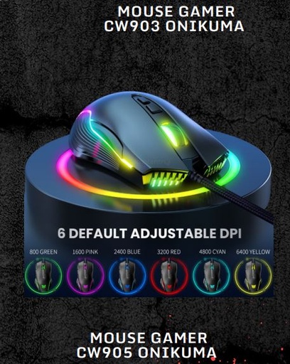 [ONICW905B] MOUSE GAMER CW905 NEGRO ONIKUMA