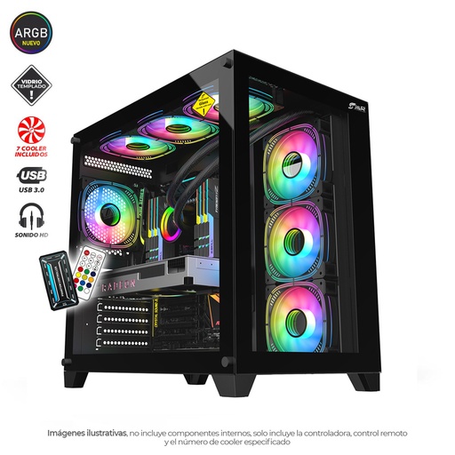 [JX126] CHASIS GAMER JYR DARKNESS JX126 NEGRO / 6 COOLERS ARGB