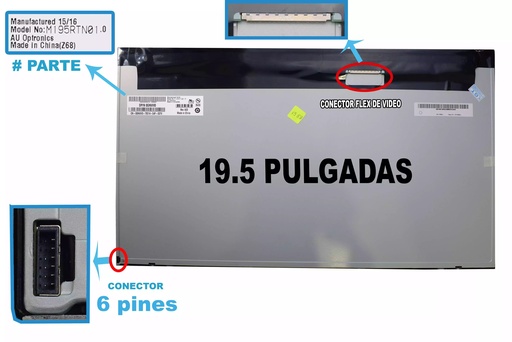 [B00171] PANTALLA TODO EN UNO LED 19.5 6 PINES PULG MODELO: M195RTN01-0
