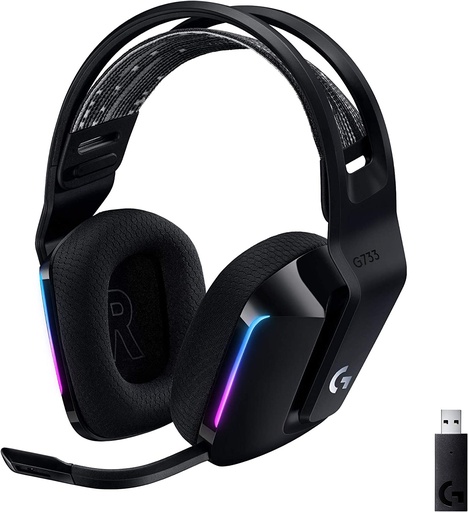 [KG733] Auriculares inalámbricos G733 Lightspeed, con diadema de suspensión, Lightsync RGB, controladores de audio PRO-G, color negro
