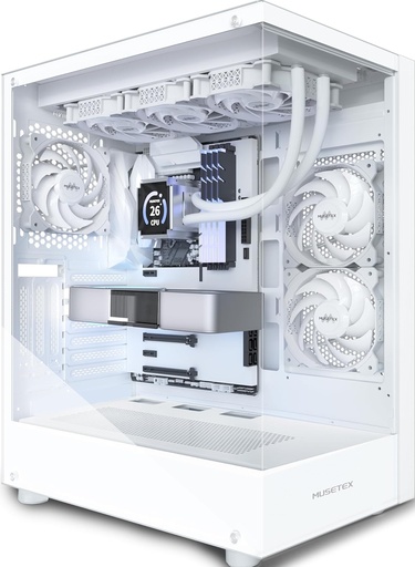 [ACHMK2] MUSETEX K2 PC CASE ATX 3 ventiladores no LED preinstalados, carcasa de computadora de torre media tipo C con vista completa