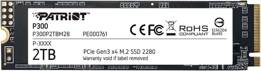 [TP3002TB] Patriot P300 M.2 PCIe Gen 3 x4 2TB SSD de bajo consumo de energía