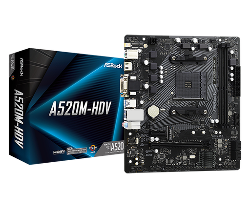 [AB520M] Board A520M-HDV Asrock Ryzen AM4 NVMe SSD Ready