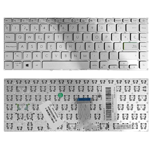 [A05339] TECLADO ASUS X413 X421 E410 S433 VIVOBOOK S14 PLATEADO